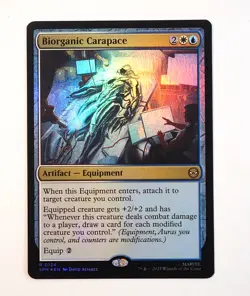 Spider-Man Magic the Gathering Biorganic Carapace #0124 Rare Foil Card - Image 1