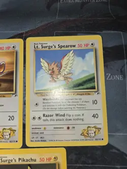 Lt Surge's Gym Heroes 3 Card Lot Rattata, Pikachu, Spearow Pokemon Vintage - Image 3