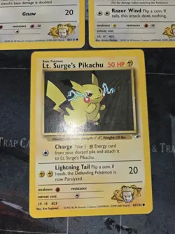 Lt Surge's Gym Heroes 3 Card Lot Rattata, Pikachu, Spearow Pokemon Vintage - Image 4