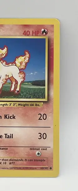 Ponyta 60/102 Base Set Non Halo Vintage 1999 Pokemon Card LP - Image 3