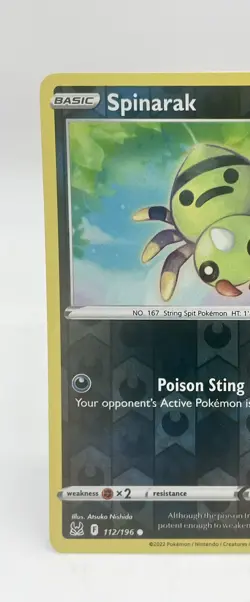 Spinarak 112/196 Lost Origin Pokemon TCG Reverse Holo Mint Unplayed - Image 3