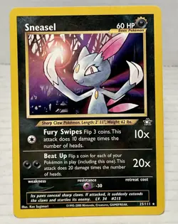 Sneasel 25/111 - Neo Genesis Non-Holo Vintage WOTC - LP Pokemon Card - Image 1