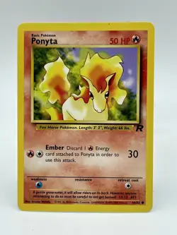 Ponyta 64/82 Team Rocket Pokemon TCG Card Non Holo Vintage 2000 LP - Image 1