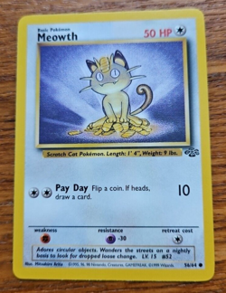 Pokemon Meowth 1999 WOTC Jungle Card 56 Regular Unlimited Near Mint Never Played - Image 1