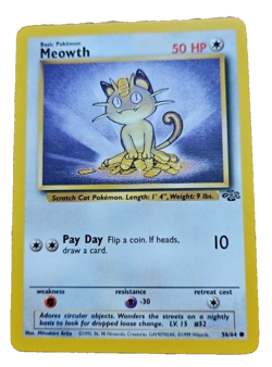 Pokemon Meowth 1999 WOTC Jungle Card 56 Regular Unlimited Near Mint Never Played - Image 2