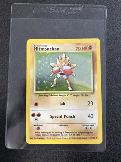 Pokemon TCG Hitmonchan Holo Rare Card Base Set 7/102 - Image 1
