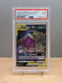 2019 Pokemon Unified Minds Tag Team Mega Sableye and Tyranitar GX #126 PSA 9 - Image 1