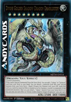 DIVINE GOLDEN SHADOW DRAGON DRAGLUXION • Ultra R • MZTM EN014 • 1Ed • Yugioh! - Image 1