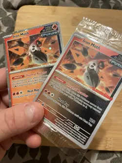 Pokemon TCG Iron Moth Paradox Rift Holo Game Stop Promo Sealed + Cosmo holo Card - Image 1