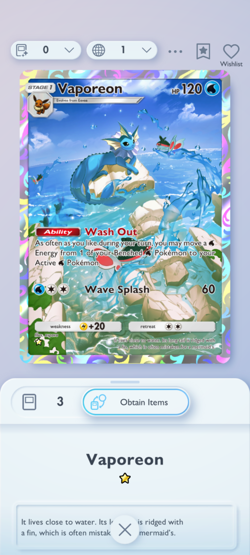 A1a Vaporeon (ENG) - Pokemon TCG Pocket 1 Star Cards (⭐) Digital Card Trade - Image 3