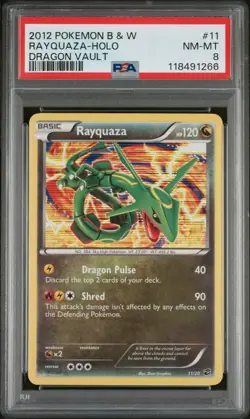 PSA 8 Rayquaza Holo #11 2013 Pokemon Black & White Dragon Vault Card - Image 1