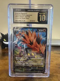 CGC 10 Pristine Galarian Zapdos V 237/184 CSR VMAX Climax s8b Pokemon Card - Image 1