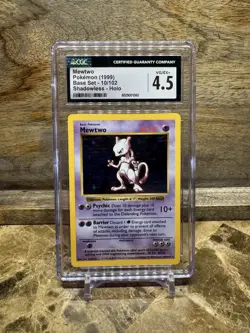 1999 POKEMON BASE SET SHADOWLESS #10 MEWTWO-HOLO CGC 4.5 - Image 1