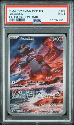2023 POKEMON PAR EN-PARADOX RIFT ILLUSTRATION RARE #199 GROUDON PSA 9 - Image 1