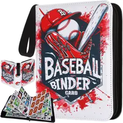 Baseball Card Binder 9 Pocket, Baseball Card Holder Album with 50 Sleeves, PU... - Image 1