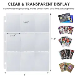 Baseball Card Binder 9 Pocket, Baseball Card Holder Album with 50 Sleeves, PU... - Image 3