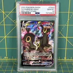 2022 POKEMON SWORD & SHIELD BRILLIANT STARS #TG23 FULL ART UMBREON VMAX PSA 10 - Image 1