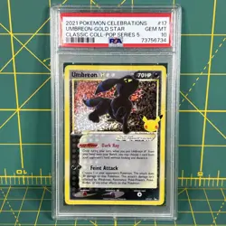 2021 POKEMON CELEBRATIONS CLASSIC COLLECTION #17 UMBREON GOLD STAR PSA 10 - Image 1