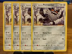 Pokemon TCG Crown Zenith Galarian Perrserker Rare 085/159 x4 Playset - Image 1