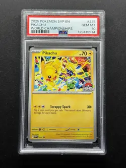 Pikachu 225 World Championships 2025 - Black Star Promo Pokemon Card - PSA 10 - Image 1
