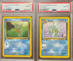 PSA 8 HORSEA 49 SEADRA 42 FOSSIL 1ST EDITION POKEMON NM MINT - Image 1