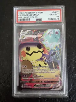 2022 POKEMON SWORD & SHIELD BRILLIANT STARS #TG17 FULL ART/MIMIKYU VMAX PSA 9 - Image 1