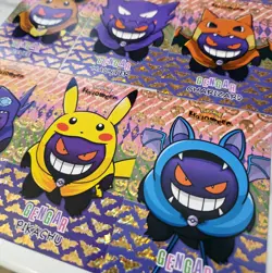GENGAR PONCHO SET POKEMON DATABASE HALLOWEN SET Gold Foil HOLO PERU - Image 2