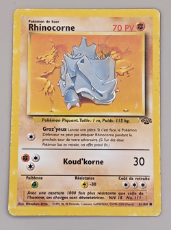 Carte Pokemon Francaise Rhinocorne 61/64 Jungle - Image 1