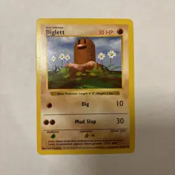 Pokemon Shadowless Diglett 47/102 Base Set Rare Vintage Card NM Condition - Image 1