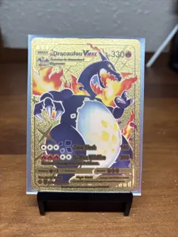 Pokemon Dracaufeu (Charizard) VMAX Gold Foil Fan Art Card In French/English - Image 1