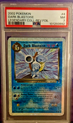 2002 POKEMON DARK BLASTOISE LEGENDARY COLLECTION REVERSE FOIL #4 NEAR MINT PSA 7 - Image 1