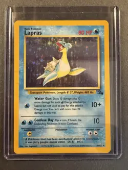 Pokemon TCG Lapras Fossil Holo Unlimited Rare Card 10/62 Vintage - Image 3