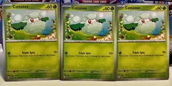 (Set Of 3) Pokemon Prismatic Evolution TCG Common Card - Cottonee (007/131) - Image 1