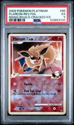 2009 POKEMON PLATINUM RISING RIVALS CRACKED ICE #60 FLAREON-REVERSE FOIL PSA 5 - Image 1