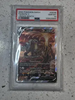 Entei v Full Art Pokemon TCG Crown Zenith PSA 10 Gem Mint, GG36/GG70 - Image 1