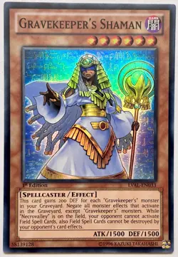 LVAL-EN033 Gravekeeper's Shaman - Super Rare 1st Edition Near Mint YuGiOh Card - Image 1