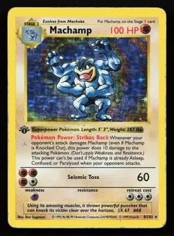 Machamp 8/102 Holo 1st Edition Shadowless Base Set Pokemon Card - Image 1
