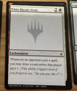 White Rhystic Study Un-Known Event Playtest Cards Regular Lot MTG - Image 1