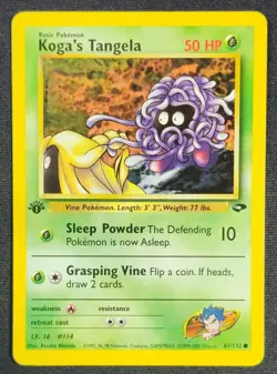 2000 Gym Challenge Koga's Tangela 81/132 1st Edition Pokemon Card Vintage WOTC - Image 1