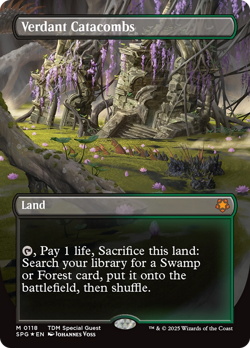 Verdant Catacombs (Borderless) (Dragonscale Foil) [Tarkir: Dragonstorm Special - Image 1