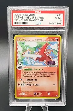 PSA 9 Mint 2006 POKEMON EX HOLON PHANTOMS #11 LATIAS REVERSE HOLO FOIL RARE - Image 1