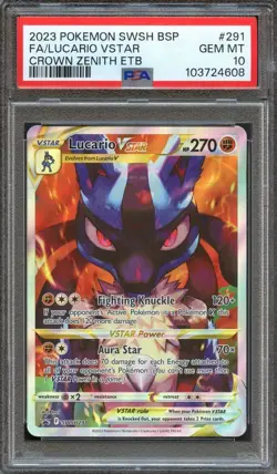 PSA 10 LUCARIO VSTAR BLACK STAR PROMO SWSH291 CROWN ZENITH 2023 POKEMON TCG - Image 1