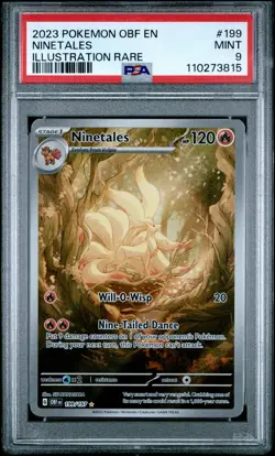 2023 POKEMON OBF EN-OBSIDIAN FLAMES ILLUSTRATION RARE #199 NINETALES PSA 9 - Image 1