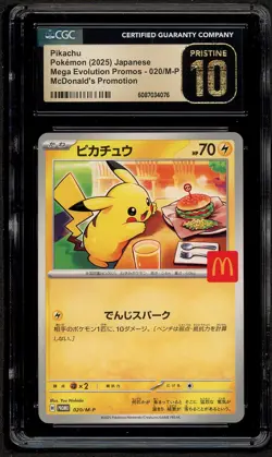 CGC 10 PRISTINE Pokemon Pikachu 020/M-P McDonald's Promo Japanese 2025 US SELLER - Image 1