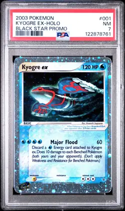 2003 POKEMON BLACK STAR PROMO #001 KYOGRE EX-HOLO PSA 7 - Image 1
