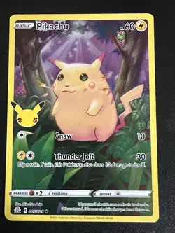 Pikachu 005/025 Pokemon 25th Anniversary Celebrations Full Art Holo Rare Art NM - Image 3