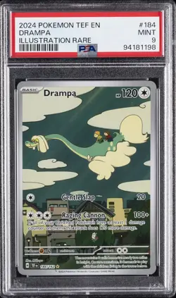 2024 POKEMON TEF EN-TEMPORAL FORCES ILLUSTRATION RARE #184 DRAMPA PSA 9 - Image 1