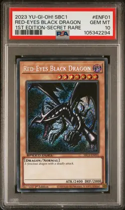 2023 1ST ED-SECRET RARE #ENF01 RED-EYES BLACK DRAGON PSA 10 - Image 1