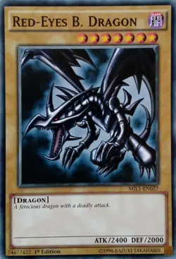 MIL1-EN027 RED-EYES B.DRAGON COMMON 1ST EDITION YuGiOh CARD - Image 1