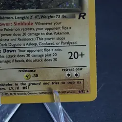 Pokemon card Dark Dugtrio Holo 2000 6/82 Team Rocket VINTAGE LP - Image 2